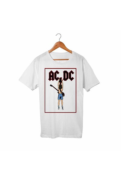 Alfa Tshirt Unisex Λευκό T-Shirt Ac Dc Λευκό