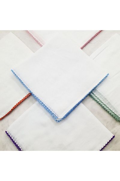 BENLİ 100% Cotton Cheesecloth Inner Cover Crochet Embroidered 80X80 cm