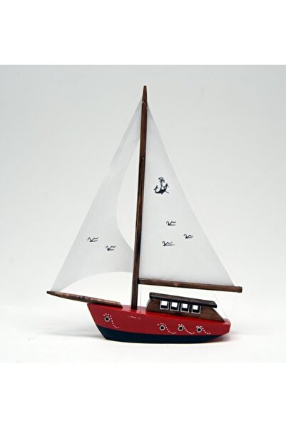 Genel Markalar Ahşap Bez Yelkenli Düz Yat Modeli – Ağaç Gemi Tekne Kayık Kotr...