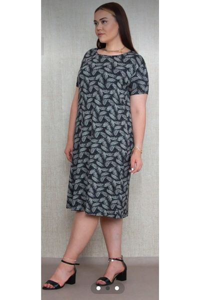 Şirin Butik Γυναικείο φόρεμα βισκόζης με μοτίβο μαύρο φύλλο
