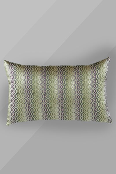 Mürdüm Perde Dekoratif Geometrik Desenli Kırlent 35x55 Cm