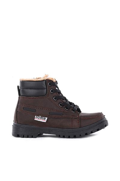 Extrem Μπότες Unisex καφέ μάλλινη επένδυση με φερμουάρ