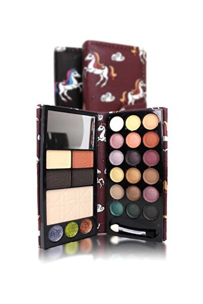 Makeuptime Far Allık Highlighter Aynalı 2 Katlı Cüzdan Set Pembe London B
