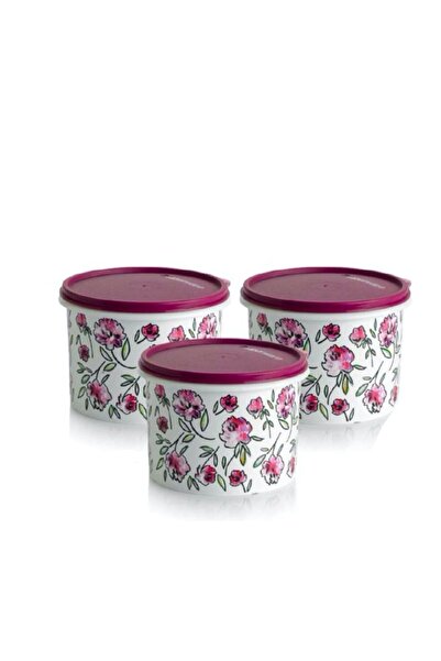 Tupperware Silindir Set Çiçekli