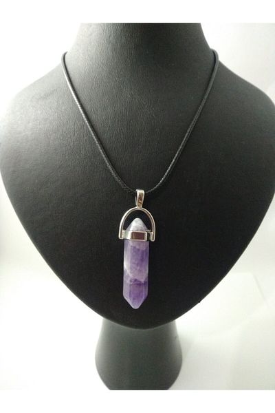 BalıkHediyelik Amethyst Stone Necklace Nail Shaped Natural Stone Necklace