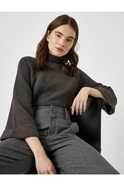 Koton الياقة المدورة سترة تريكو طويلة الأكمام