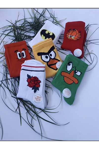 çorapdunyam Унісекс кольорові 6-пари серії прямих трендових тенісних шкарпето...