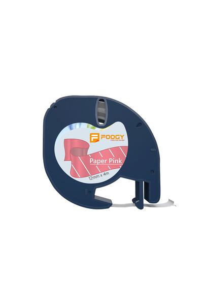 Dymo Muadili Kağıt Şerit Etiket Pembe Çizgi Desen 12 mm x 4 mt