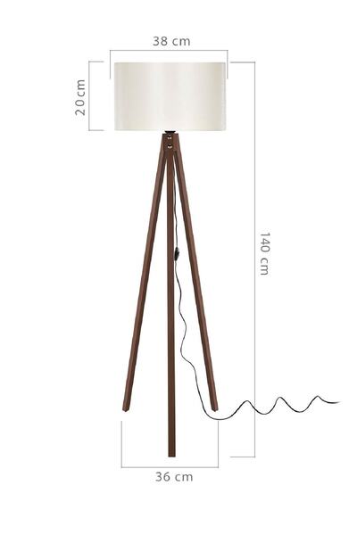 HOMİNG Rodi Lambader Ceviz Ayak / Silindir Krem Şapka