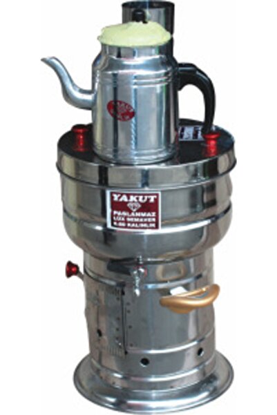 YAKUT Demlik Hediyeli Odun Kömürlü Lüks Semaver 7 Lt