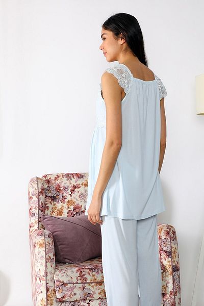 lohusahamile Set pijama de maternitate Lohusa Hamile 2503 Albastru