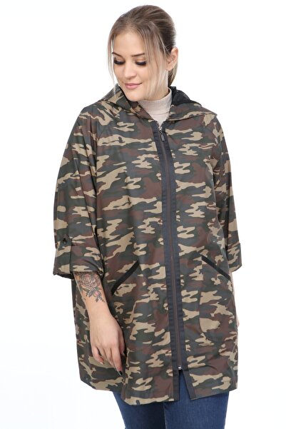 Veger Kadın Kamuflaj Yağmurluk