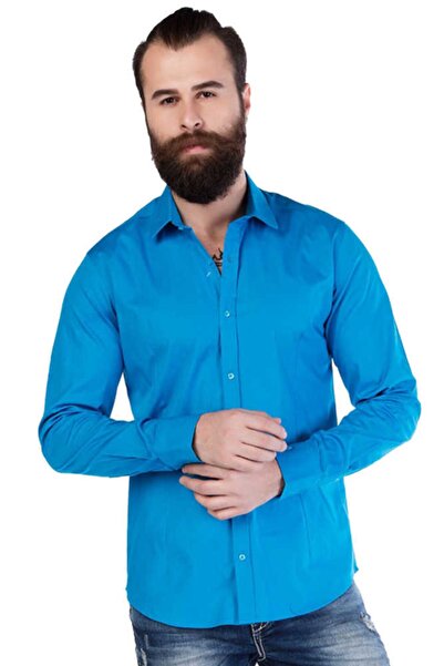Cipo&Baxx Men's Turquoise Summer Slim Fit Sports Shirt