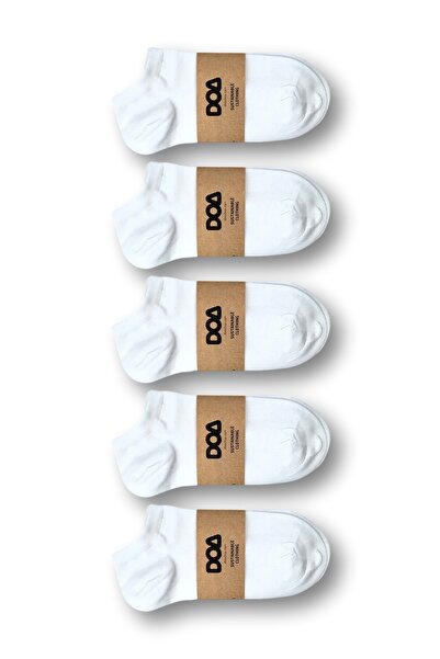 doashop Doa Organic Cotton Cotton Rich Booties Socks - Pack of 5 / White