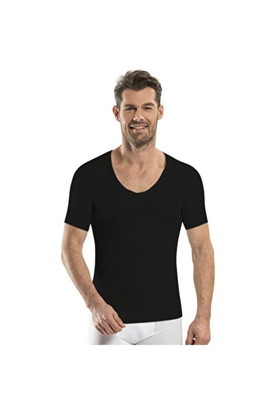 Jiber Erkek Siyah Thermal Kısa Kollu V Yaka İçlik