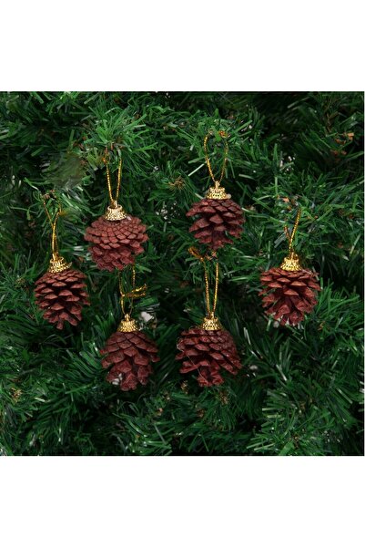 Sezy Στολίδι Χριστουγεννιάτικου Δέντρου Πεύκο Διακόσμηση Φυσικό Κωνικό Στολίδι 4 εκ. 6 Τεμάχια