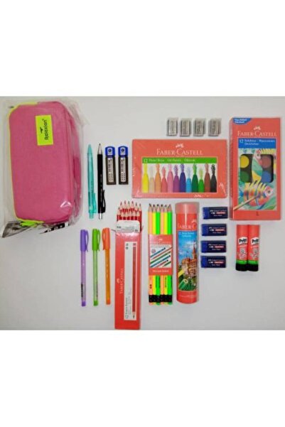 Faber Castell L Okul Seti Boya Kalemleri Açacaklar Silgiler Uçlu Kalemler Tük...