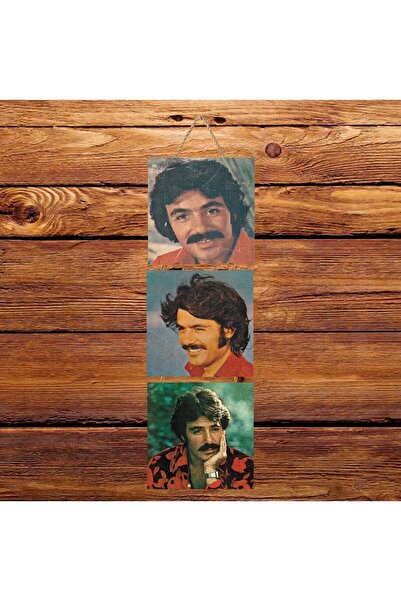 TAKIFİX Ferdi Tayfur Üçlü Retro Ahşap Poster Ü132