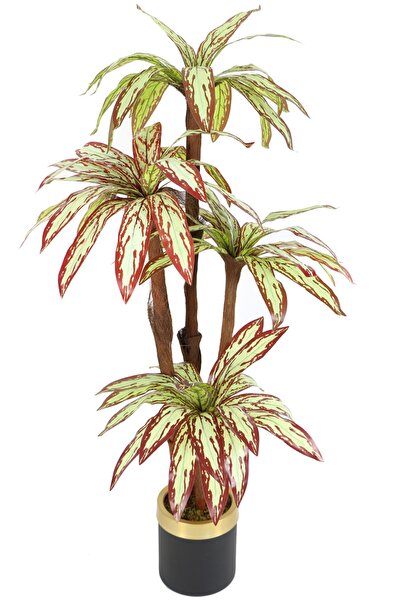 Yapay Çiçek Deposu Metal Saksıda 4 Gövdeli Yapay Ağaç 160 Cm Kiremit-yeşil