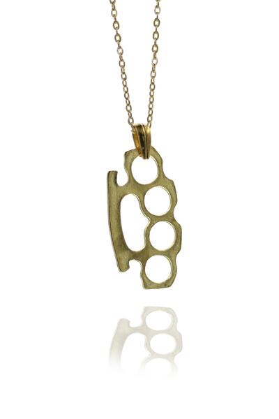 Dukkanka Muşta Motifli Altın Renk Erkek Kolye