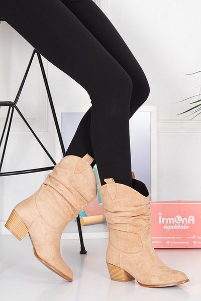 irmona Κοντές μπότες Tokyo Smoked Nude Luxury Suede Bellows Dallas