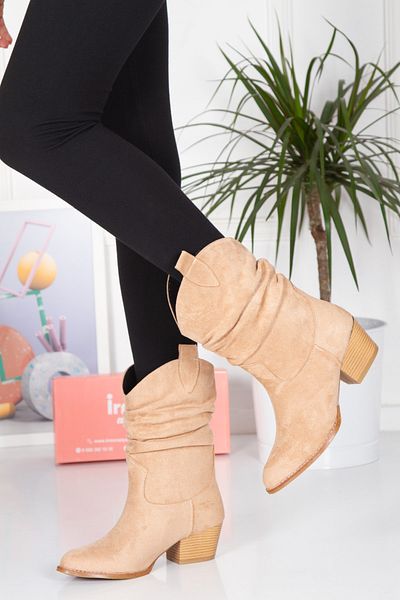 irmona Κοντές μπότες Tokyo Smoked Nude Luxury Suede Bellows Dallas
