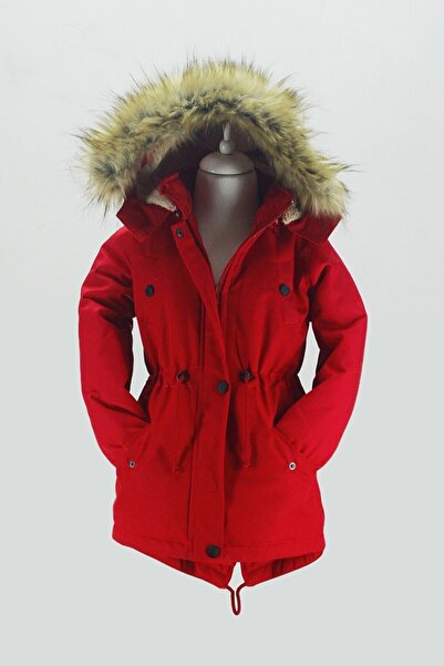 Nacar Unısex Çocuk Kapüşonlu Içi Kürklü Spor Kanvas Mont