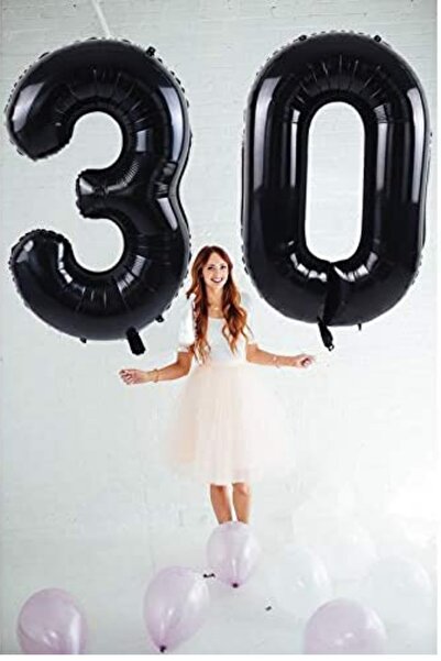 ELGALA بالون فويل رقم 0 بالون هيليوم 76 سم لون أسود