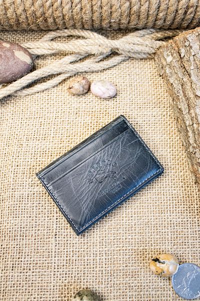 willpolo Γνήσιο δέρμα Crazy Leather Minimalist Μαύρη θήκη για κάρτες