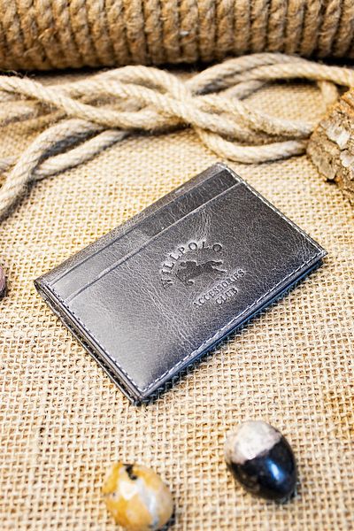 willpolo Γνήσιο δέρμα Crazy Leather Minimalist Grey Card Holder