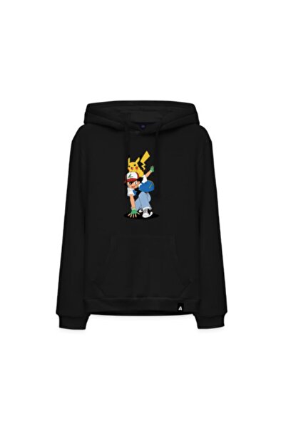 GALASHOP سويت شيرت بقلنسوة منقوش للجنسين من Pikaçu Pikaçuu موديل جديد 4318