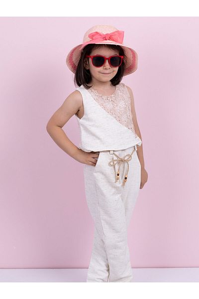 MinikButik Girl's Lace Detailed Jumpsuit