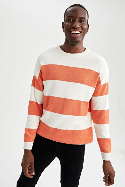 DeFacto Oversize Fit Bisiklet Yaka Renk Bloklu Triko Kazak