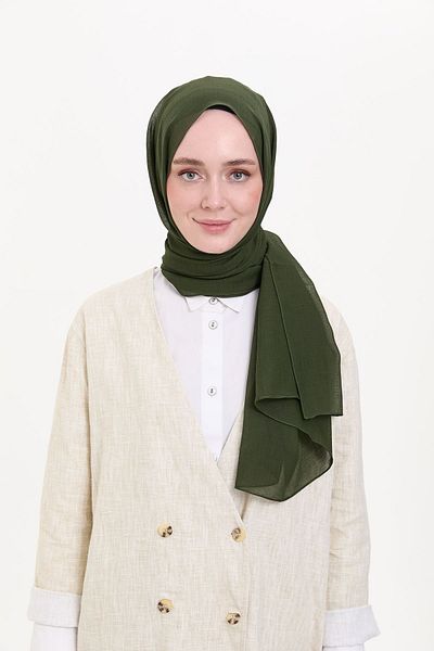 BURDEN IPEK Natural Crepe Light Combed Shawl Khaki