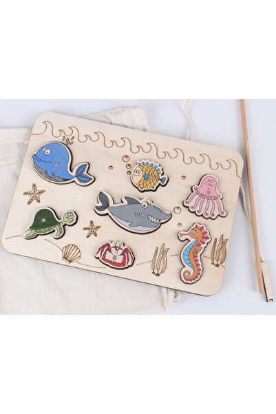 Ankebut Ahşap Renkli Mıknatıslı Balık Tutma Oyunu