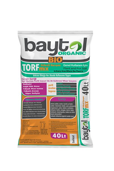 baytol Mix 40lt Organik Bitki Ve Saksı Toprağı Gübreli Torf