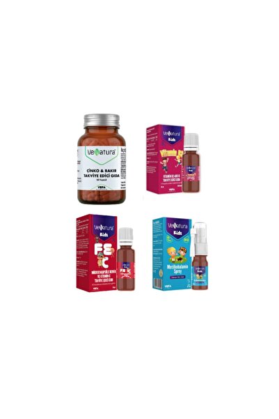 VeNatura Yetişkin Çocuk Set Çinko & Bakır 60 Kapsül+Demir Ve Vitamin C 20ml+k...