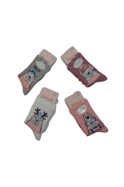 Ekinoks Girl's Colorful Special Seamless Perfumed 4-Piece Socks