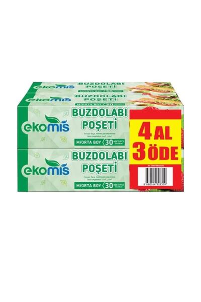 Ekomis Buzdolabı Poşeti 4 Al 3 Öde Orta Boy 4 X 40'lı 8680264827784