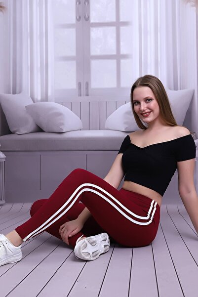 Deafox Γυναικείο καλσόν με διπλό ριγέ Claret Red