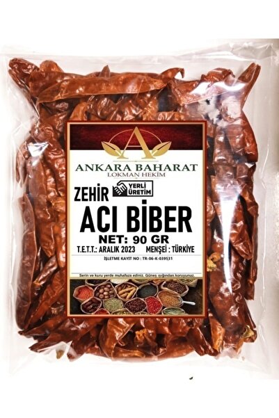 ankara baharat lokman hekim Zehir Acı Tüm Tane Kuru Atom Arnavut Biberi - 90 gram