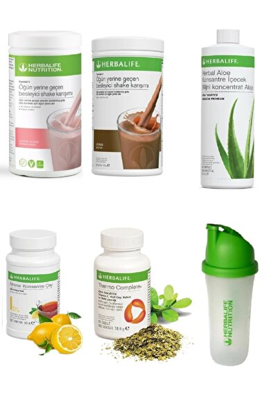 Herbalife 1 Ahududu Ve Beyaz Çikolota + 1 Çikolota + 1 Aloe + 1 Limon 50gr Ça...