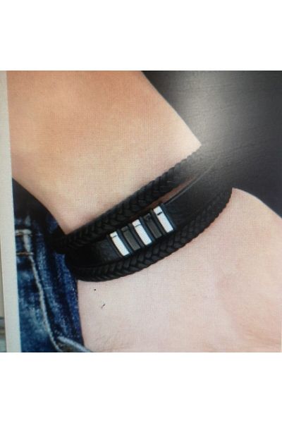 Erdem Men's Bracelet Genuine Leather Straw Knitted Zmr, Leather, Bracelet