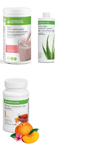 Herbalife 1 Ahududu Ve Beyaz Çikolotalı Shake + 1 Aloe + 1 Şeftali 50gr Çay.