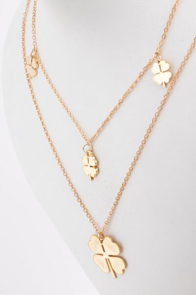 Sortie Aksesuar Çelik Yonca Figürlü Kombin Kolye 005