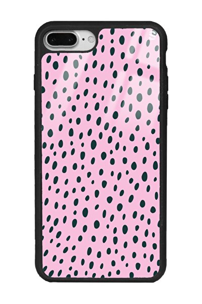 Spoyi Iphone 7 Plus - 8 Plus Pembe Benek Tasarımlı Glossy Telefon Kılıfı