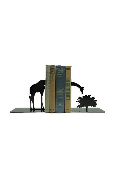 Hobi Demir Sanat حامل كتب معدني أسود على شكل زرافة - حامل كتب جمالي مزخرف