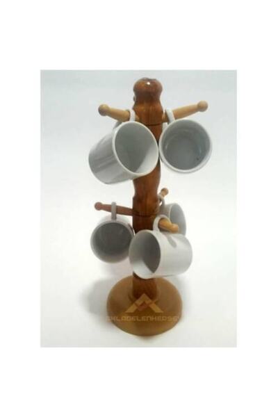 İstoç Türk Ahşap Gövdeli 6 Kancalı Kupa Ve Fincan Askısı