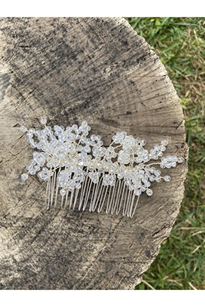 Pearly Handmade Cataramă cu pieptene cu design de cristal alb