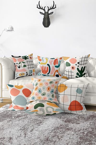 Nish & Royal Set of 7 Special Design Digital Printed Throw Pillow Covers with...